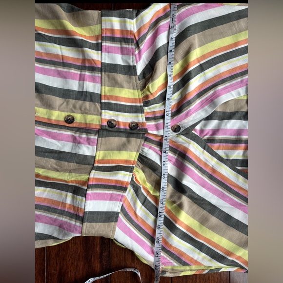 LOFT Striped Dress 14 NWT NEW Linen Swing Dress (cream pink orange brown) - Picture 13 of 13